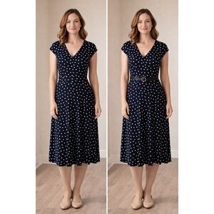 Evan Picone Black Label Polka Dot Midi Dress – Size 8
